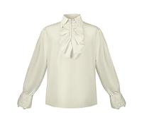 GMQWRK Camicie vittoriane da donna eleganti in pizzo a maniche lunghe a collo alto oversize top con volant e polsino elastico vintage medievale rinascimentale vampiro camicetta fantasia Halloween