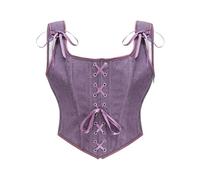 GMQWRK Corsetto rinascimentale da donna, stile 40, con laccetti sul davanti, bustino con spalline e vita disossata, stile vintage, con lacci, push-up, body per steampunk, Halloween, cosplay, Viola, M