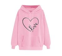 GMQWRK Felpe con cappuccio con grafica a cuore per ragazze adolescenti con stampa lettera d'amore pullover felpe con tasca autunno primavera casual felpa a maniche lunghe camicie sportive con