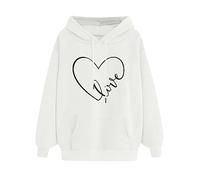 GMQWRK Felpe con cappuccio con grafica a cuore per ragazze adolescenti con stampa lettera d'amore pullover felpe con tasca autunno primavera casual felpa a maniche lunghe camicie sportive con