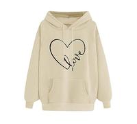 GMQWRK Felpe con cappuccio con grafica a cuore per ragazze adolescenti con stampa lettera d'amore pullover felpe con tasca autunno primavera casual felpa a maniche lunghe camicie sportive con