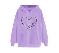 GMQWRK Felpe con cappuccio con grafica a cuore per ragazze adolescenti con stampa lettera d'amore pullover felpe con tasca autunno primavera casual felpa a maniche lunghe camicie sportive con