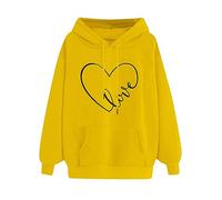 GMQWRK Felpe con cappuccio con grafica a cuore per ragazze adolescenti con stampa lettera d'amore pullover felpe con tasca autunno primavera casual felpa a maniche lunghe camicie sportive con