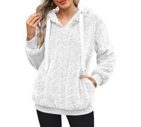 GMQWRK Felpe con cappuccio da donna Uk Fashion Baggy Felpa in pile con tasche Fuzzy Peluche Felpa con cappuccio Maglione Casual Largo Manica Lunga Tunica Top con Cappuccio Autunno Inverno Calda