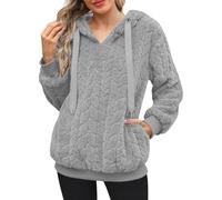 GMQWRK Felpe con cappuccio da donna Uk Fashion Baggy Felpa in pile con tasche Fuzzy Peluche Felpa con cappuccio Maglione Casual Largo Manica Lunga Tunica Top con Cappuccio Autunno Inverno Calda