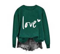 GMQWRK Felpe con stampa di lettere d'amore da donna Uk Fashion Graphic Crew Neck Pullover con motivo a cuore casual vestibilità ampia illustrazione camicie autunno primavera manica lunga pullover top