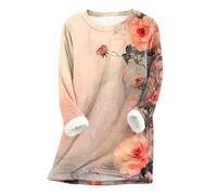 GMQWRK Felpe foderate in pile da donna Uk Fashion Print Pullover Felpa con fodera in peluche casual a maniche lunghe tunica top maglione lungo autunno inverno caldo camicie termiche, Stile 09