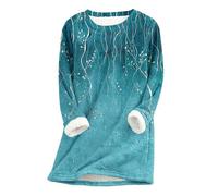 GMQWRK Felpe foderate in pile da donna Uk Fashion Print Pullover Felpa con fodera in peluche casual a maniche lunghe tunica top maglione lungo autunno inverno caldo camicie termiche, Stile 07