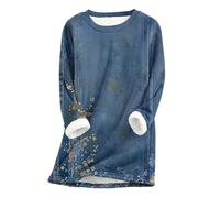 GMQWRK Felpe foderate in pile da donna Uk Fashion Print Pullover Felpa con fodera in peluche casual a maniche lunghe tunica top maglione lungo autunno inverno caldo camicie termiche, Stile 06