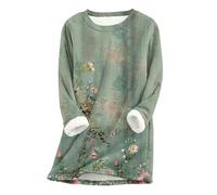 GMQWRK Felpe foderate in pile da donna Uk Fashion Print Pullover Felpa con fodera in peluche casual a maniche lunghe tunica top maglione lungo autunno inverno caldo camicie termiche, Stile 04