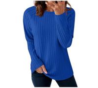 GMQWRK Felpe jacquard a maglia per le donne pullover in maglia testurizzata alla moda tunica top raglan manica lunga girocollo maglione da donna camicette lunghe autunno casual per uscire camicie, Blu