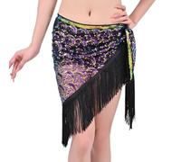 GMQWRK Minigonna con paillettes e cravatta in vita per donne adolescenti ragazze scintillanti glitter frange nappe minigonne latino jazz discoteca danza del ventre triangolo gonna avvolgente minigonna