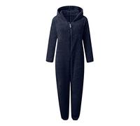 GMQWRK Pigiama intero da donna in pile con zip intera, taglie forti, con orecchie di gatto, con cappuccio, tuta pelosa, per adulti, con tasche, morbida e confortevole, per autunno e inverno, caldo