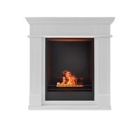 GMR FOR FIRE AND FUN Leonardo | Camino Elettrico a Vapore con Cornice in Legno MDF (81x32x86cm) - Mobile Design Classico, Effetto Fiamma 3D Realistico (Vapore Freddo - Non Scalda) - Facile Montaggio