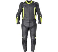 GMS GR-1 Tuta in pelle da moto a due pezzi, nero-bianco-giallo, taglia 50 per maschi