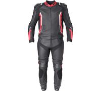 GMS GR-1 Tuta in pelle da moto a due pezzi, nero-bianco-rosso, taglia 52 per maschi
