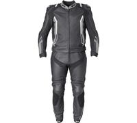GMS GR-1 Tuta in pelle da moto a due pezzi, nero-grigio-bianco, taglia 98 per maschi
