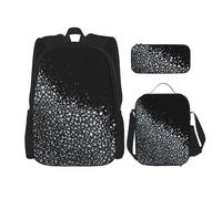 GMSGHJHDR Bright Moon at Hippie Print School Bag Zaino, astuccio e borsa per il pranzo, leggero zaino da viaggio primario medio per bambini, adolescenti, ragazze, ragazzi studenti, Glitter bianco nero