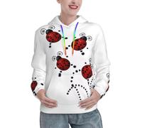 GMSGHJHDR Felpe con cappuccio alla moda per le donne arte coccinella tracce stampa top pullover con cappuccio vestibilità ampia casual leggera felpa con coulisse con tasca, 3D, S