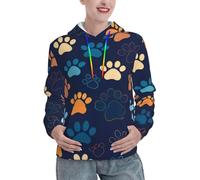 GMSGHJHDR Felpe con cappuccio alla moda per le donne carine tracce di cani stampa top pullover con cappuccio vestibilità ampia casual leggera felpa con coulisse con tasca, 3D, XL