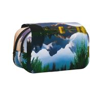 GMSGHJHDR Grande astuccio con stampa 3D nativa a doppia conchiglia, doppia cerniera, astuccio per matite e cancelleria per scuola, studenti, ragazze, ragazzi, Vista Montagna Natura Giornata, Taglia