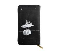 GMSGHJHDR Portafoglio lungo da donna in pelle con cerniera, motivo astronauta, con scomparti multipli per carte di credito e portamonete, elegante porta carte di credito per telefono, 3D, Taglia