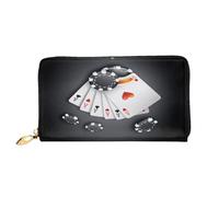 GMSGHJHDR Portafoglio lungo da donna in pelle con cerniera per torneo di poker 3D, borsa in pelle PU con scomparti multipli per carte e tasca per monete, elegante poker porta carte telefoniche, 3D,
