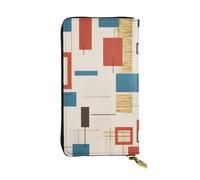 GMSGHJHDR Portafoglio lungo da donna in pelle di metà secolo moderno con cerniera - Borsa in pelle PU con più slot per carte e tasca per monete, elegante pochette porta carte telefoniche, 3D, Taglia