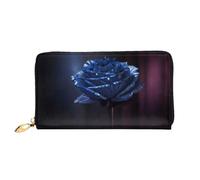 GMSGHJHDR Portafoglio lungo in pelle 3D blu rosa da donna con cerniera - Borsa in pelle PU con più slot per carte e tasca per monete, elegante pochette porta carte telefoniche, 3D, Taglia unica,