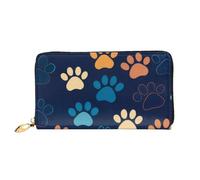 GMSGHJHDR Portafoglio lungo in pelle 3D con tracce di cani da donna con cerniera - Borsa in pelle PU con più slot per carte e tasca per monete, elegante pochette porta carte di credito, 3D, Taglia