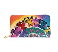 GMSGHJHDR Portafoglio lungo in pelle con orso del Ringraziamento 3D Dancing per le donne con cerniera - Borsa in pelle PU con più slot per carte e tasca per monete, elegante pochette porta carte