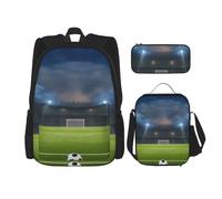 GMSGHJHDR Set di zaino per la scuola con stampa libellula, astuccio e borsa per il pranzo, leggero zaino da viaggio per bambini, adolescenti, ragazze, ragazzi e studenti, Calcio, Taglia unica, Set di