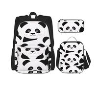 GMSGHJHDR Zaino per la scuola con stampa spettrale viola nero gotico con zaino e borsa per il pranzo, leggero zaino da viaggio per bambini, adolescenti, ragazze, ragazzi e studenti, Panda, Taglia