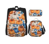 GMSGHJHDR Zaino per la scuola con stampa spettrale viola nero gotico con zaino e borsa per il pranzo, leggero zaino da viaggio per bambini, adolescenti, ragazze, ragazzi e studenti, Arancione Bianco