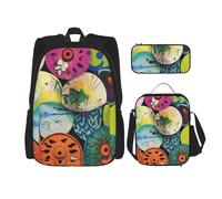 GMSGHJHDR Zaino per la scuola con stampa spettrale viola nero gotico con zaino e borsa per il pranzo, leggero zaino da viaggio per bambini, adolescenti, ragazze, ragazzi e studenti, Ombrelli in carta