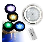 GMSLuu Illuminazione per piscina, subacquea, illuminazione a LED, 54 W, RGB, luce subacquea, luce impermeabile, 1,5 m, cavo con telecomando, sette colori AC12 V