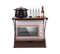 GMSLuu Mensola da forno a microonde a 2 livelli, con cassetti, organizer da forno a microonde, organizer da cucina, 54 x 35 x 50 cm (rovere + nero)