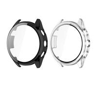 GMUJIAO [2 Pack Compatibile con Garmin Forerunner 165 per Cover,Custodia Rigida con Vetro Temperato,Protezione Totale Ultra Sottile HD Clear Pellicola Protettiva-Nero+Trasparente
