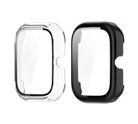 GMUJIAO [2 Pack Compatibile con Honor Choice Haylou Watch per Cover,Custodia Rigida con Vetro Temperato,Protezione Totale Ultra Sottile HD Clear Pellicola Protettiva-Nero+Trasparente