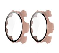 GMUJIAO [2 Pack Cover per Garmin Forerunner 265 S,Custodia Rigida con Vetro Temperato,Protezione Totale Ultra Sottile HD Clear Pellicola Protettiva-Rosa