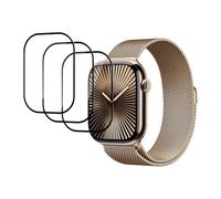 GMUJIAO [3 Pack Compatibile con Apple Watch Series 10 46mm per Pellicola Salvaschermo,Bordo Curvo 3D Anti-Graffio Pellicola Protettiva Flessibile HD Ultra Infrangibile [Anti-Graffio]-Nero