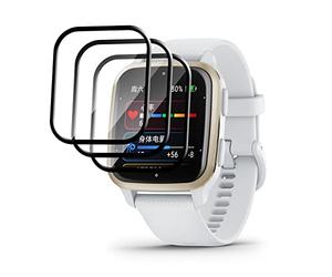 GMUJIAO 3 Pack Pellicola Salvaschermo per Garmin Venu SQ2,Bordo Curvo 3D Anti-Graffio Pellicola Protettiva Flessibile HD Ultra Infrangibile [Anti-Graffio]-Nero