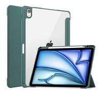 GMUJIAO Compatibile con iPad Air 2024 13 inch per Custodia,Antiurto Sottile Case con Pencil Holder,Posteriore Trasparente Cover,Custodia in Supporto Protettivo-Verde