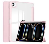 GMUJIAO Compatibile con iPad PRO 2024 13 inch per Custodia,Antiurto Sottile Case con Pencil Holder,Posteriore Trasparente Cover,Custodia in Supporto Protettivo-Oro Rosa