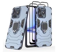 GMUJIAO Cover per Realme C53,Custodia Antiurto a Doppio Strato,Bumper Antiurto AntiGraffio Protettiva Case con [2 Pack] Proteggi Schermo in Vetro Temperato-Blu Navy