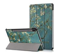 GMUJIAO Custodia Compatibile con Samsung Galaxy Tab S7 Fe 12.4 inch (Model:T736),Custodia per Telefono in Pelle PU Ultrasottile con Funzione di Supporto con Tre Supporti Pieghevoli-Fiore di Albicocca
