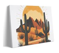 GMUKIFFY Quadro su tela in stile medievale con cactus astratto, deserto, pianta del sole del deserto, stampa artistica su tela tesa e incorniciata, decorazione per la casa, pronta da appendere, 20 x