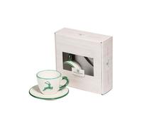 GMUNDNER KERAMIK Tazza e piattino - Espresso for you Gourmet - Set da 2 pezzi Cervo Verde verde