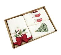 Gmuret Set di Asciugamani Natalizi, 100% Puro Cotone Asciugamano Decorazione Bagno Set di tovaglioli di tè Set di Motivi Natalizi Set Regalo di Natale