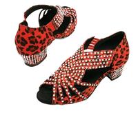 GMVZGQW Scarpe Jazz per Donna Salsa Scarpe da ballo Ragazza Scarpe da ballo per le Donne Latino Scarpe da ballo Latino Scarpe da ballo per la danza, Tacco a pois rossi 6 cm, 41.5 EU
